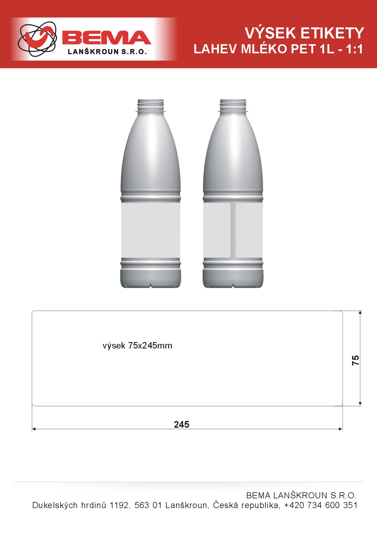 Vysek etikety lahev MLEKO PET 1L- 23-5-2022